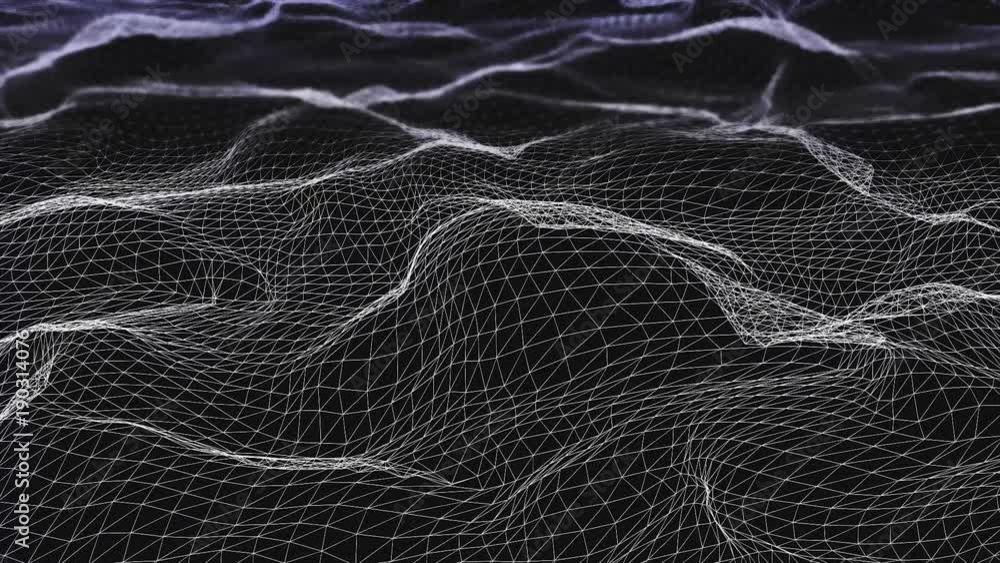 Poster futuristic network shape waving. computer generated abstract seamless loop smooth animation rendered
