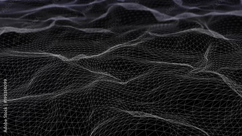 Poster futuristic network shape waving. computer generated abstract seamless loop smooth animation rendered