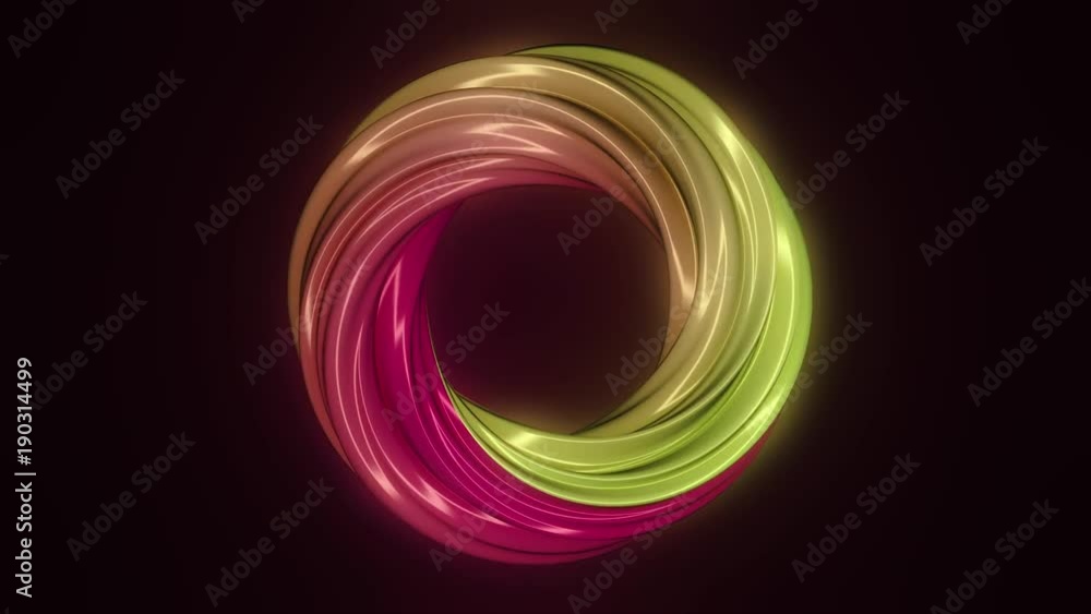 Poster animation of rotation hypnosis spiral from colorful caramel, glass or plastic. loop animation. rotat