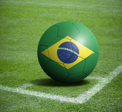 Soccer ball ball with the national flag of BRAZIL ball with stadium
