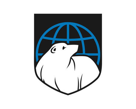 globe bear shield grizzly polar beast animal fauna image vector icon logo silhouette