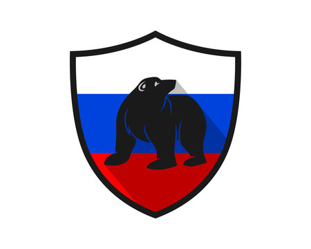 russia bear shield grizzly polar beast animal fauna image vector icon logo silhouette