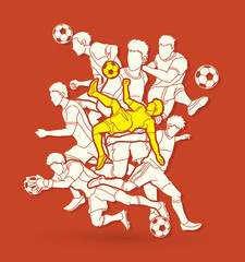 Soccer player team composition graphic vector.