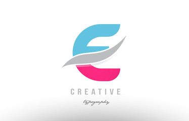 e blue pink modern alphabet letter logo icon design