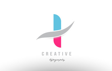 i blue pink modern alphabet letter logo icon design