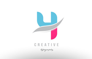 4 blue pink modern number logo icon design