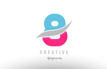 8 blue pink modern number logo icon design