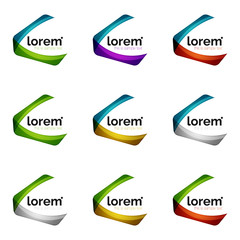 Set of vector overlapping shapes business emblems