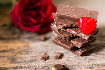 Chocolate Almond and Rose and Candy Red