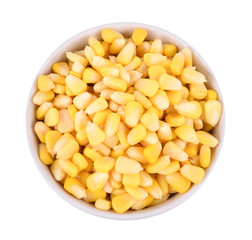 corn in a bowl on white background