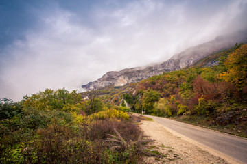 road up the mountains in Montenegro