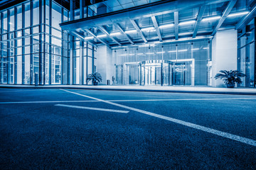 empty road with modern buildings on background,shanghai,china.