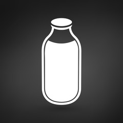 milk or water bottle icon, vector illustration on black