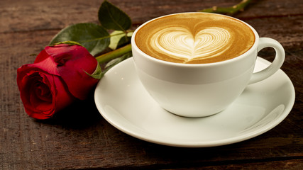 cappuccino with red rose