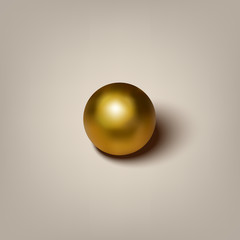Vector realistic golden ball with shadow on gray background.