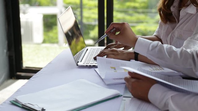 Businessman and Businesswoman work business planning, Teamwork for Success organization.