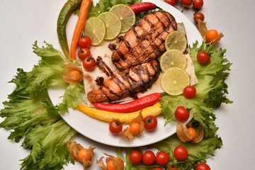 Grilled trout with fresh Greens