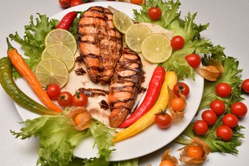 Grilled trout with fresh Greens
