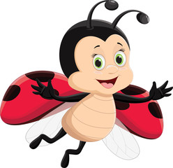 Fototapeta premium cute ladybug flying isolated on white background
