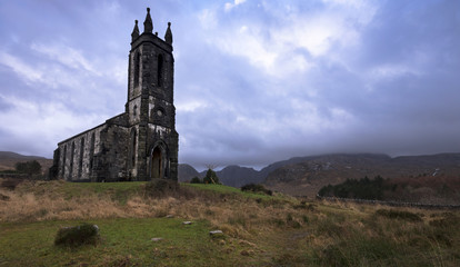 Fototapeta na wymiar Dunlewey Church ruins at sunrise in Co. Donegal, Ireland.