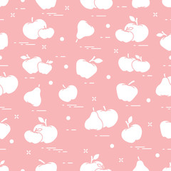 Apples and pears juicy fruit. Seamless pattern.