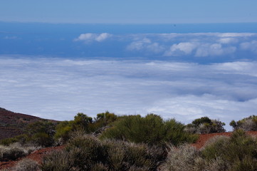 Mountain plateau above the clouds