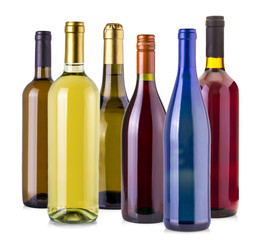  bottles of wine  isolated on white background.