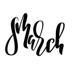 8 March. Modern digital lettering for holiday card. International womens day. Vector illustration.