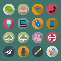 16 flat communication icon set