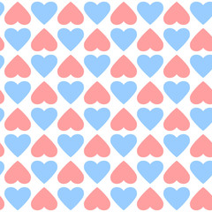 pink and blue hearts. vector seamless pattern. valentines background. wedding background