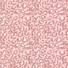 Grunge leopard print. Wild seamless pattern. Pink hand drawn background.