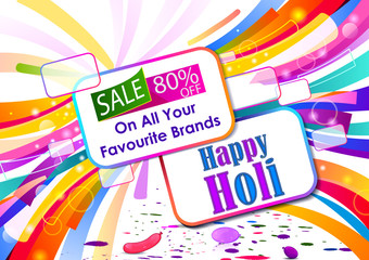 Colorful Traditional Holi Shopping Discount Offer Advertisement  background for festival of colors of India