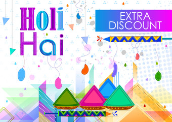 Colorful Traditional Holi Shopping Discount Offer Advertisement  background for festival of colors of India