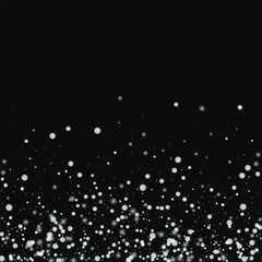 Beautiful falling snow. Scatter bottom gradient with beautiful falling snow on black background. Graceful Vector illustration.