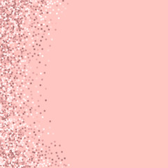 Pink gold glitter. Abstract left border with pink gold glitter on pink background. Awesome Vector illustration.
