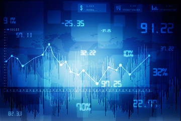 2d rendering Stock market online business concept. business Graph 