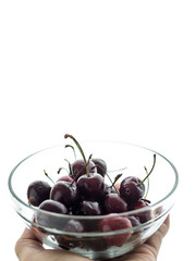 black fresh freshly picked cherries