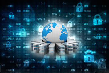 3d rendering Database storage network concept