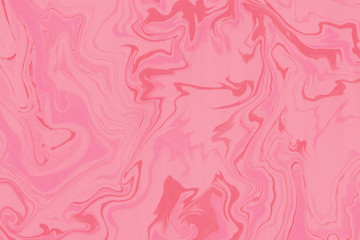 Suminagashi marble texture hand painted with pink ink. Digital paper 1811 performed in traditional japanese suminagashi floating ink technique. Grand liquid abstract background.