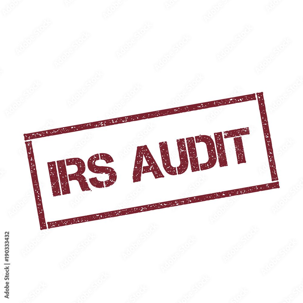 Poster irs audit rectangular stamp. textured red seal with text isolated on white background, vector illust