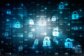 2d illustration Safety concept: Closed Padlock on digital background