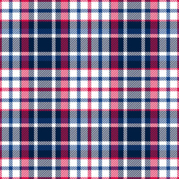 Red and blue plaid seamless pattern. Fabric texture. Vector background eps10