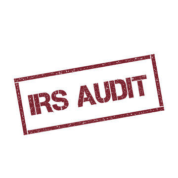 IRS Audit Rectangular Stamp. Textured Red Seal With Text Isolated On White Background, Vector Illustration.