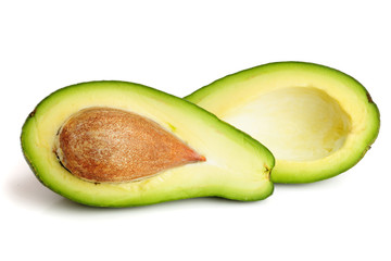 half avocado isolated on white background close-up