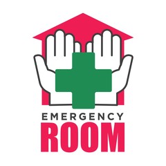 Obraz premium Emergency room corss and hands hospital vector isolated icon template