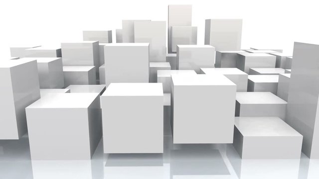 4k abstract 3d white cubes animation background.