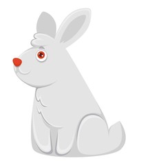 Fototapeta na wymiar Adorable albino bunny with fluffy thick fur and red eyes