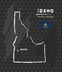 Idaho map, vector pen drawing on black background