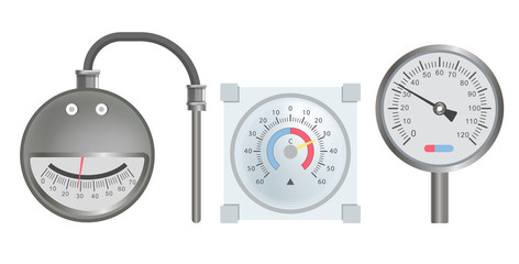Thermometers with round scale for huge heatingmachines