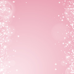 Falling hearts valentine background. Messy border on pink background. Falling hearts valentines day worthy design. Vector illustration.